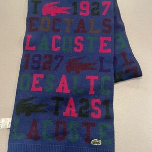 Lacoste Blue and Pink Logo Scarf